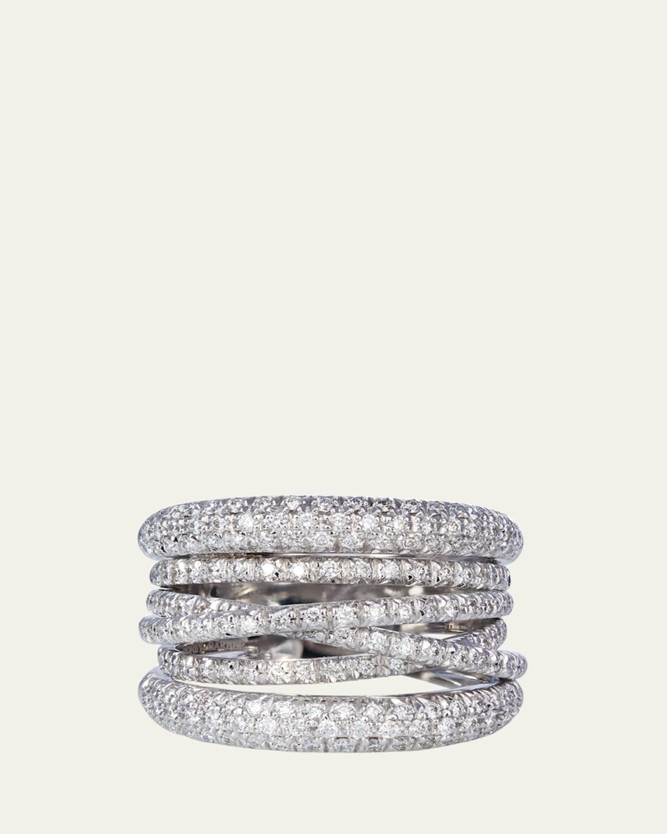 18K White Gold Diamond Scribble Band Ring